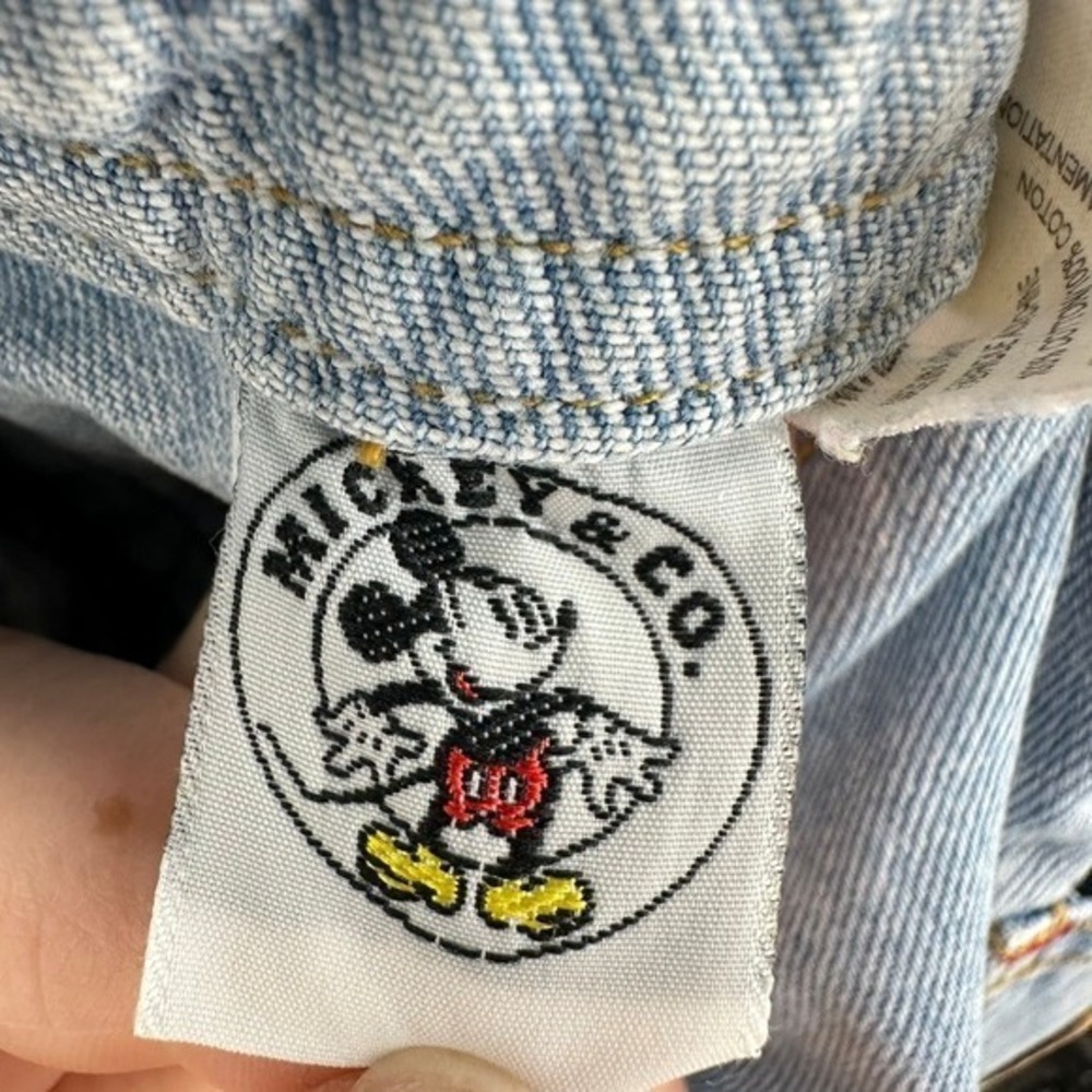 Vintage 90s Mickey & Co Denim Jean Overalls Kids Embroidered Patches Disney - Picture 11 of 13